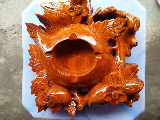 Gạt tàn thuốc lá quả đào gỗ hương mẫu GT02 Gạt tàn thuốc lá quả đào gỗ hương mẫu GT02