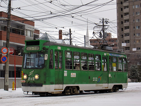 札幌市電　212号　電車事業所にて