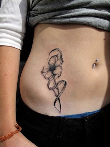 stomach tattoos for girls with flower