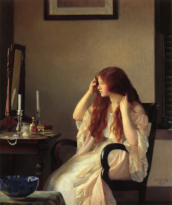 William McGregor Paxton - Girl Combing Her Hair