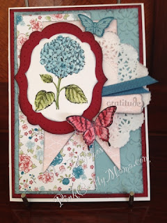 stampin up stampin' up! card cards floral flower butterfly butterflies feminine doily embossing twitterpated dsp red pink blue