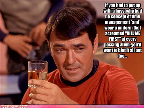 photo of Scotty from Star Trek drinking