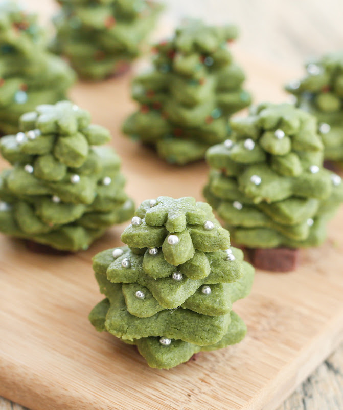 photo of Matcha Shortbread Christmas Tree Cookies