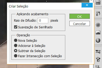 Converta em seleção no modo Subtração Converta em seleção no modo Subtração