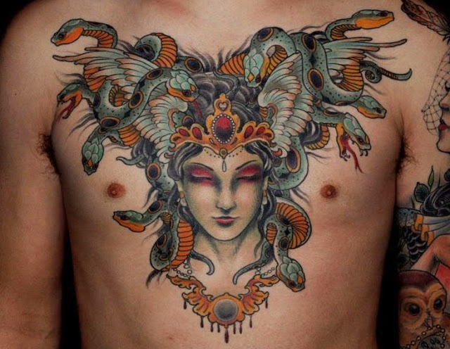 snake chest tattoos