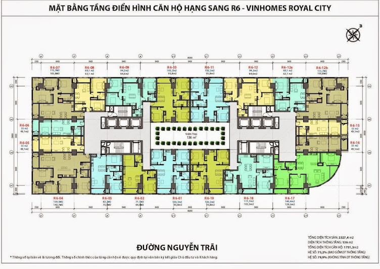 chung cư royal city mặt bằng tầng điển hình
