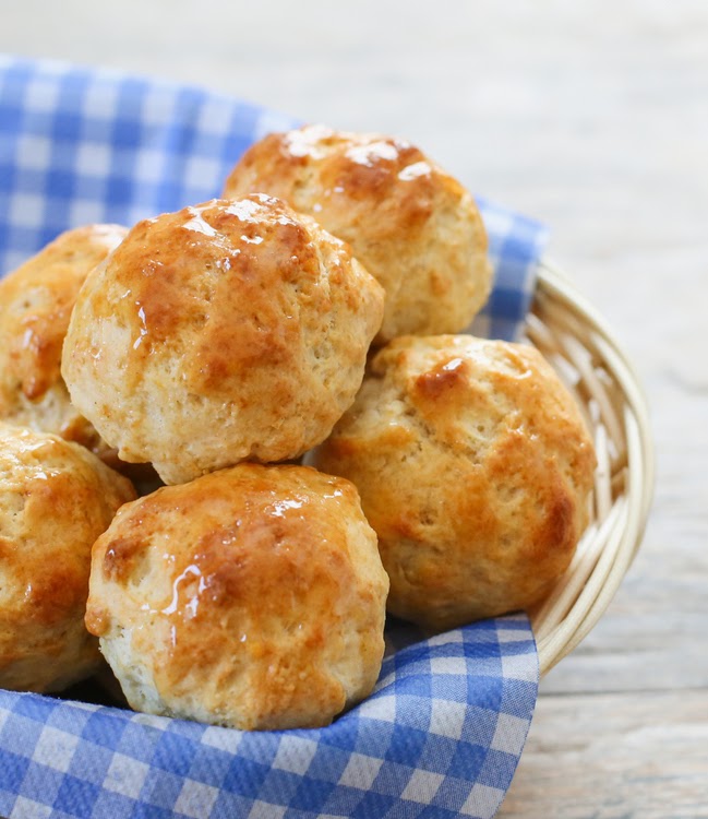 a close-up photo of 2-ingredient biscuits in a basket