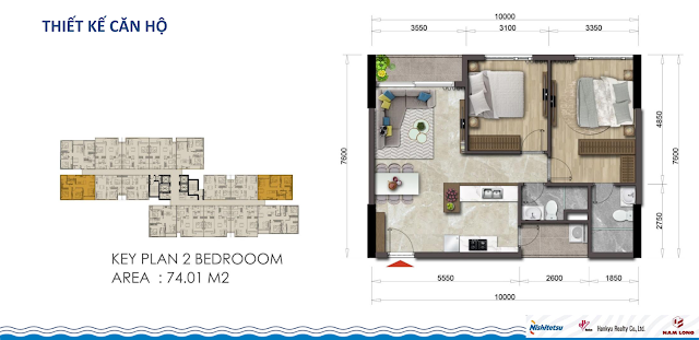 Thiết kế căn hộ Akari City 56m2 Thiết kế căn hộ Akari City 56m2