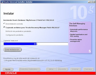 Instalar parche 10.2.0.5.0 de Oracle Database en Windows Server 2008 R2
