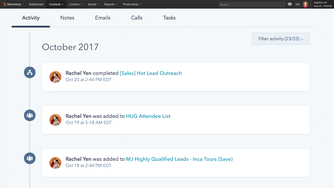 hubspot lead management customer tracking demo