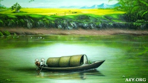 Hình ảnh vẽ con đò trên sông