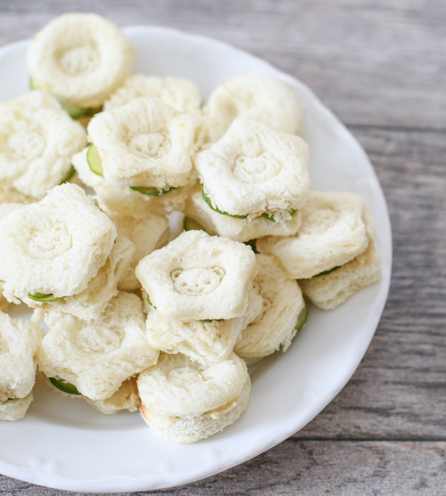 overhead photo of cucumber sandwiches