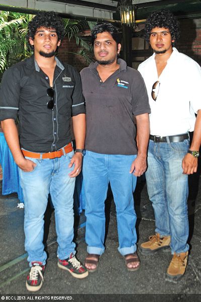 Nitheesh, Shamsheer Sha and Nitheesh Manoharan pose during the switch on ceremony of Khais Millen's film, 'Celebration', held in Kochi.