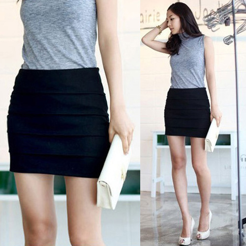 Office Lady High Waist A-line Stretch Mini Skirts Dress | eBay