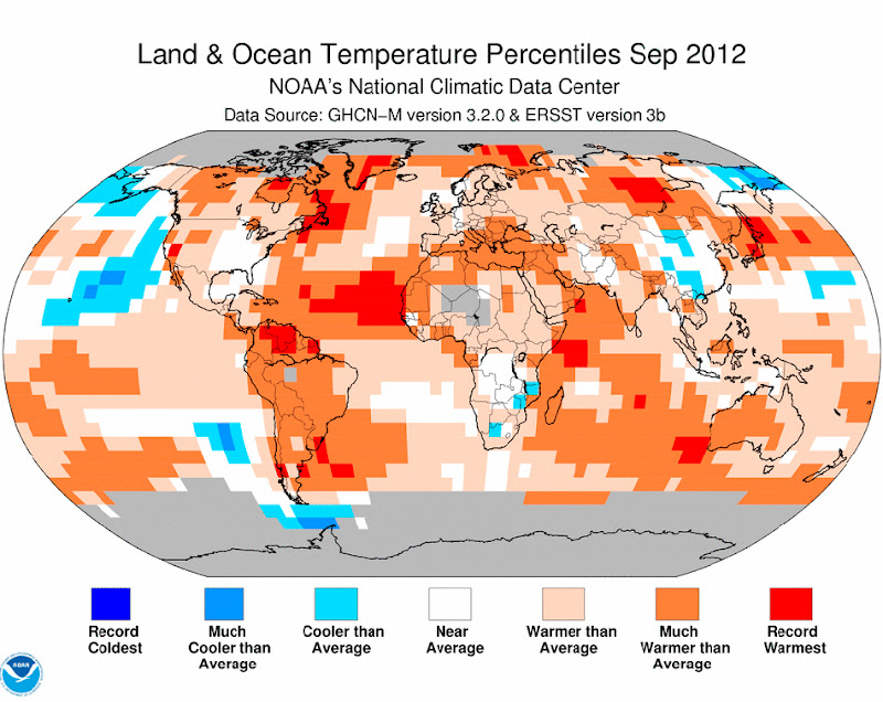 Informe climático de la Tierra. Septiembre 2012, el más cálido desde 1880