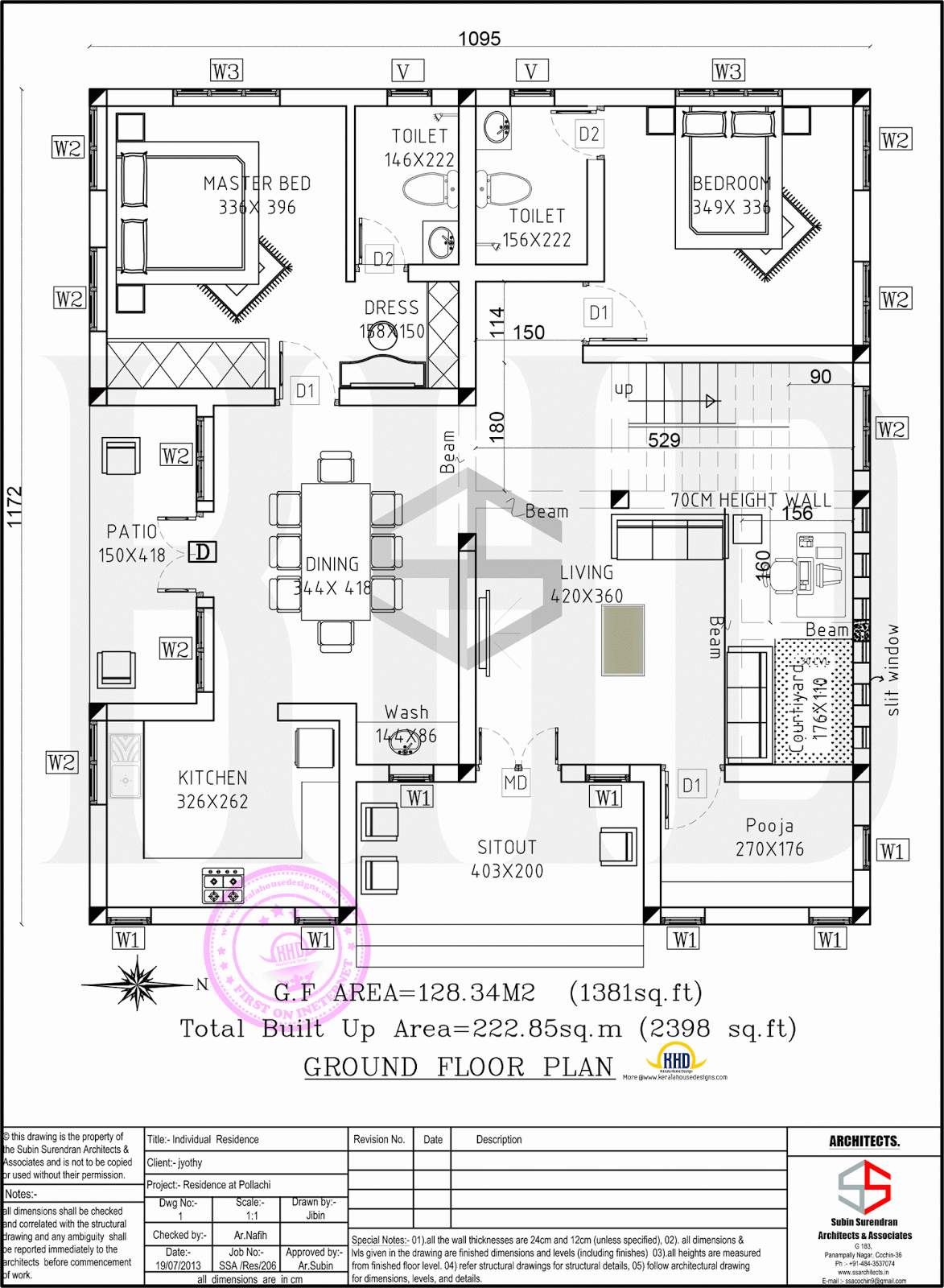 Floor plan and elevation of 2398 sq-ft contemporary villa - Kerala home ...