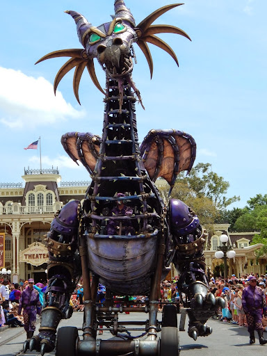 New Disney World Parade: Festival of Fantasy. This magnificent beast, Maleficent,  is the star of the show. 