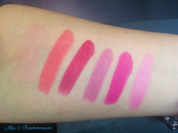 Mac Cosmetics Shop Collection lipstick: nnocence, Beware! Watch Me Simmer, Runway Red, Dish It Up, Quick Sizzle, Naughty Saute