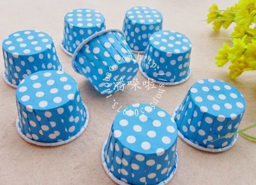 10 Pcs Colorful Wiredrawn Edge Film Paper Baking Cups Liner Muffin Cupcake Case (Blue)
