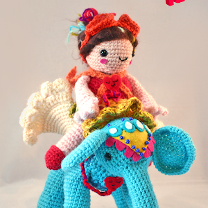 Amigurumi Elephant and girl. Pattern by The Sun and the Turtle