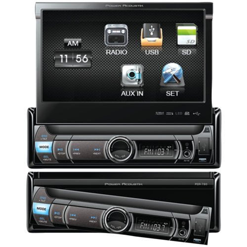  Power Acoustik PDR-780 Single Din Digital Media Receiver with Motorized Flip-Up 7-Inch LCD Touch Screen