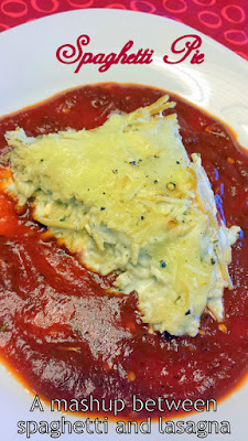 Recipe for Spaghetti Pie for April Fool's day. It's a mashup between spaghetti and lasagna and a nod to the April Fool's joke of the Spaghetti Harvest in 1957
