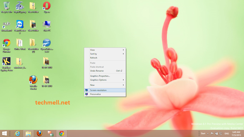 Screen Resolution in Desktop context menu Windows 8.1