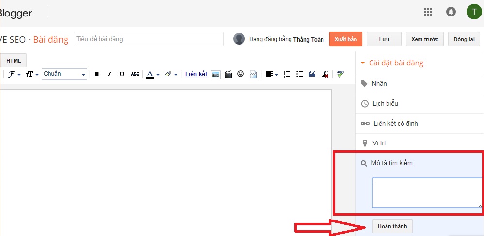 Chèn thẻ meta description vào blogspot cho từng bài viết