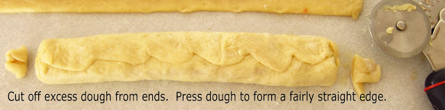 cutting off the excess dough. 