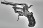 Belgian 7mm pinfire Pistol with 'THE YOUNG LION 1881 NEW PATTERN' engraved on barrel