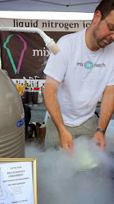 The ice cream show at Mix and Match Creamery as they they were making various combinations of ice cream and toppings with liquid nitrogen at their station, such as mint + Heath bar, vanilla + Butterfinger, and what I tried which was with Cap'n Crunch