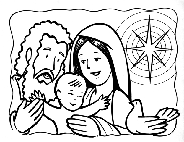 Dibujos Católicos : José, María y el niño Jesús para colorear, pintar e  imprimir