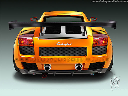Digital drawing of the rear side of Lamborghini Gallardo in Vexel technique