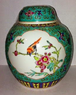  Oriental Jar with Bird and Lid