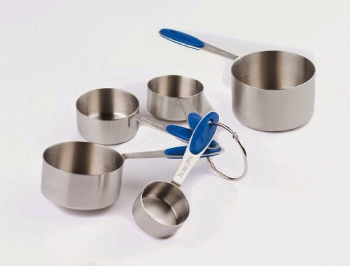  Paderno 5 Piece Stainless Steel Measuring Cup Set With Blue Silicone Grip