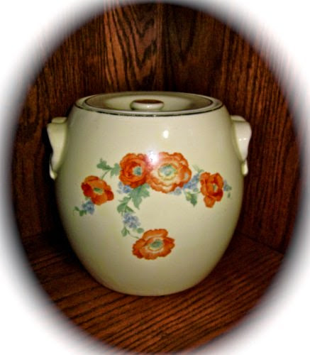  VINTAGE Halls Orange Poppy Pretzel Handle Ceramic Cookie Jar