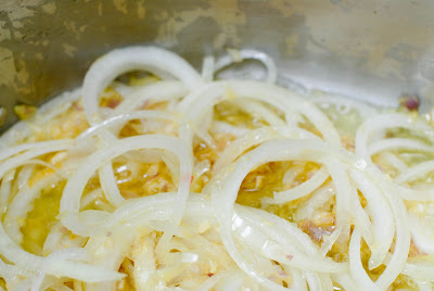 sauteing onions in skillet