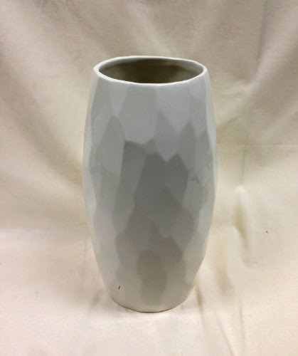  TUSCAN COLLECTION CLASSIC WHITE OVAL CERAMIC VASE 14-1/4
