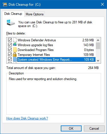 Disk cleanup system files