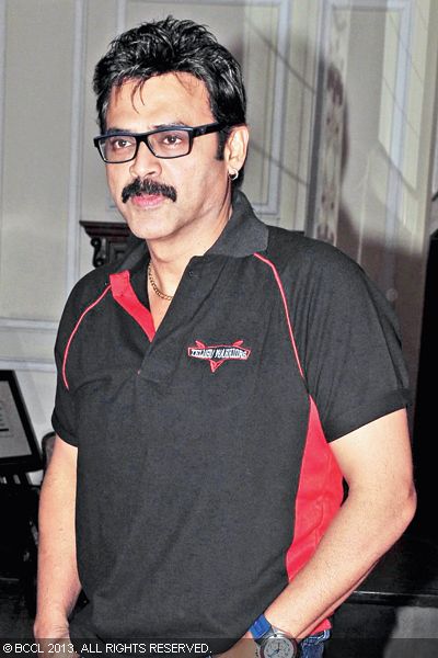 Venkatesh at CCL season 3 Telugu Warriors team announcement event, held in the city recently.