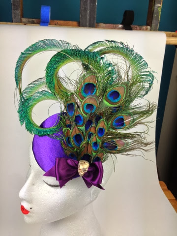 Peacock Feather Fascinator peacock feather fascinator purple blue skull gothic quirky vintage