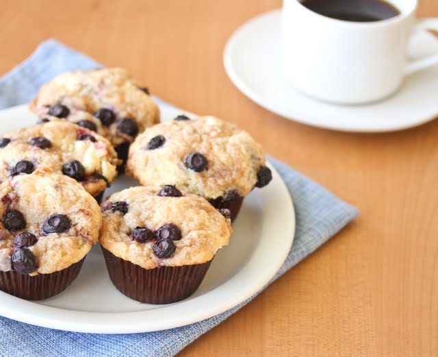 photo of Blueberry coffee cake muffins on a plate