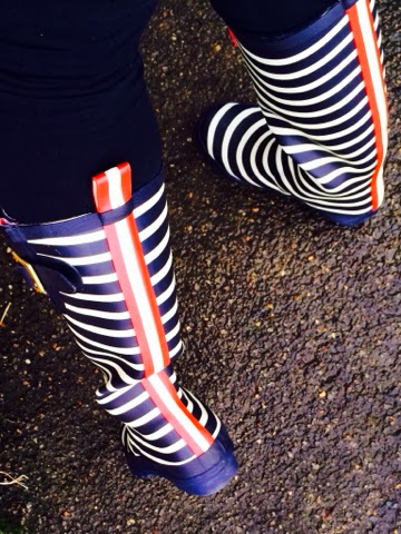 Joules Navy Stripy Wellies