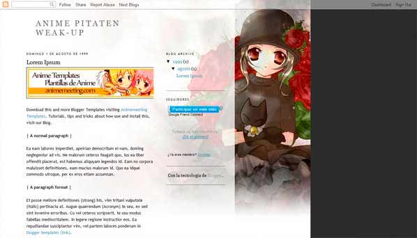 'Anime Plantilla Blogger' Anime Pitaten Weak-Up Template