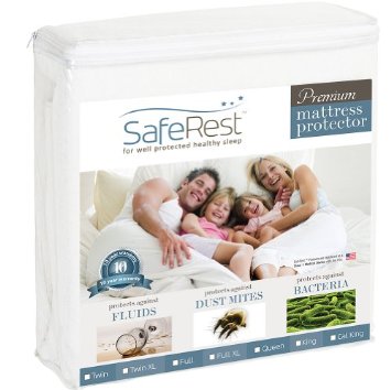 SafeRest Premium Hypoallergenic Waterproof Mattress Protector - Vinyl, PVC and Phthalate Free