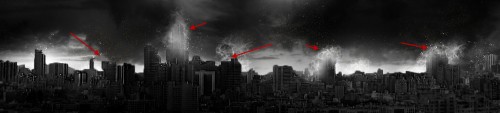 Nuvens adicionais atrás dos prédios altos Nuvens adicionais atrás dos prédios altos