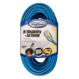  Coleman Cable 02469 14/3 SJTW Low-Temp Outdoor Extension Cord with Lighted End, 100-Foot