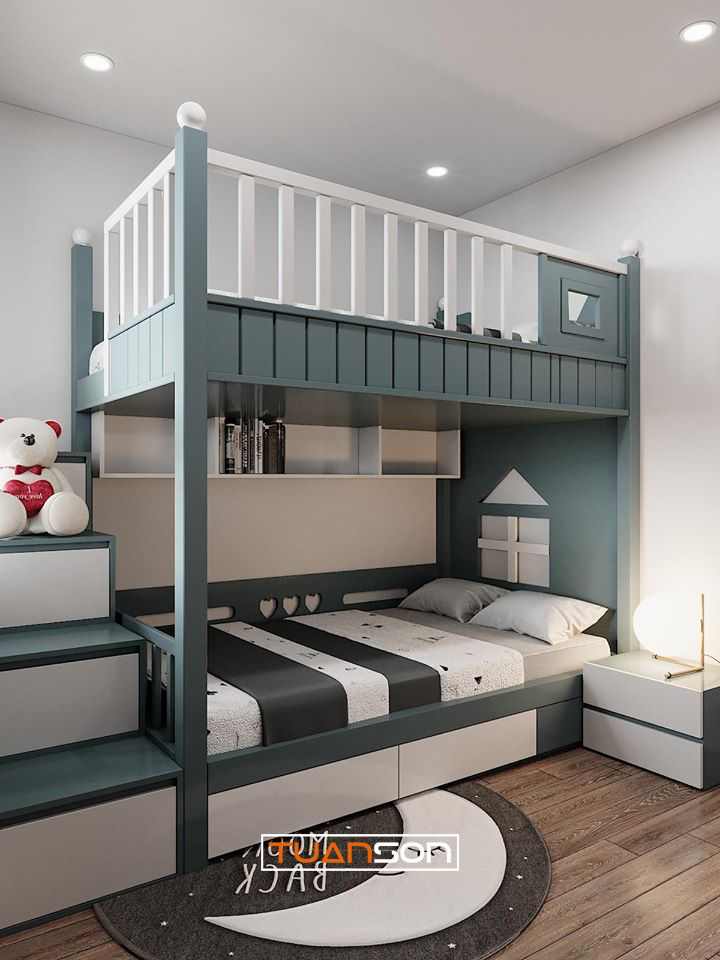 Thiết kế phòng ngủ mẫu 8: Giường tầng phong cách hiện đại trẻ ...
