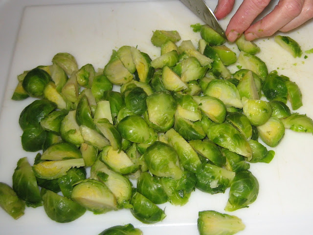 Chopping Brussels Sprouts for Brussels Sprouts Soup image