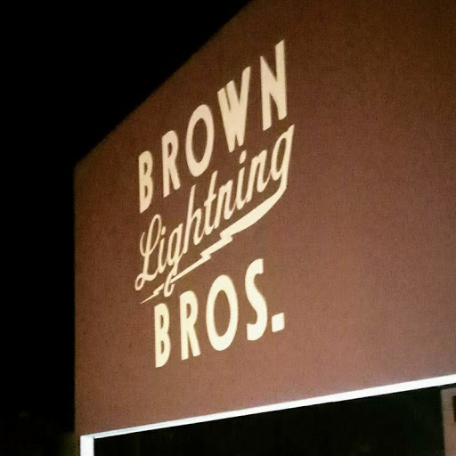 Brown Lightning Bros. Raglan Roast. logo